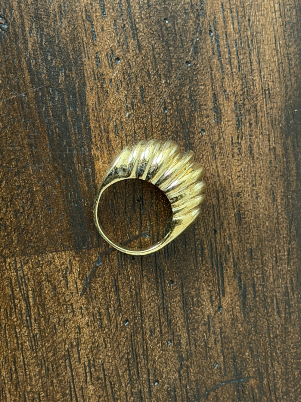 Vintage Gold Ribbed Dome Fashion Ring 7/7.5
